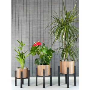 Dekoratif Siyah Stand Ayaklı Yuvarlak Saksı Seti 3'lü Iç Saksılı Uslu Ticaret Tasarım