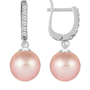 Modern Takı Pembe İnci Küpe Sallantılı