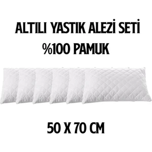 AY Home  6 Adet Kapitoneli Sıvı Geçirmez Yastık Alezi Yastık Koruyucu Yastık Kılıfı Pamuklu Beyaz 50 x 70 cm