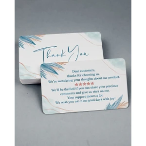 Anka Design Teşekkür Kartı Thank You Card Çift Yön Baskı Oval Kesimli Selefonlu 8 x 5 cm 350GR Kuşe- 25 Adet