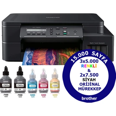 Brother DCP-T520W Renkli Mürekkepli Tanklı Yazıcı - Tarayıcı - Fotokopi - Wi-Fi - Çok Fonksiyonlu