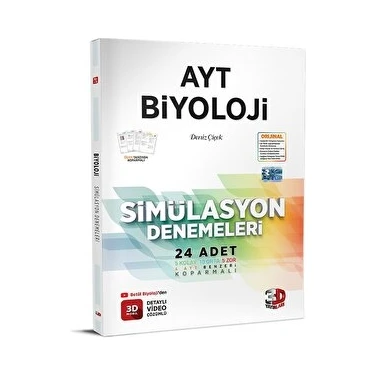 3D Yayınları 2024 AYT Biyoloji Simülasyon Denemeleri 24 Adet Üniversite Hazırlık