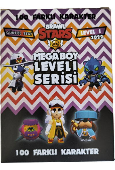 Brawl Stars Level 1 Mega Seri Büyük Boy Oyun Kartı 100 Adet Kart