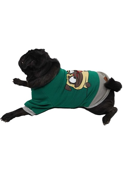 Yeşil Pug Sweat Kedi Köpek Sweat Kedi Köpek Kıyafeti