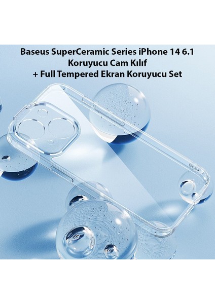 Superceramic Series iPhone 14 6.1 Koruyucu Cam Kılıf + Full Tempered Ekran Koruyucu Set