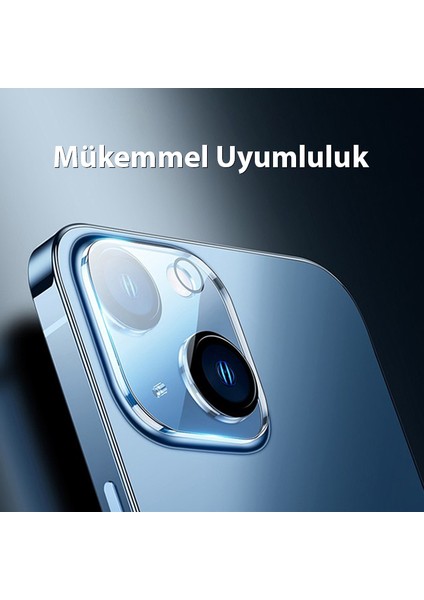 iPhone 14-14 Plus ile Uyumlu 0.3mm Full Tempered Kamera Lens Koruma Camı 2 Adet Set