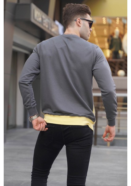 Füme Bisiklet Yaka Baskılı Sweatshirt 6013 fiyatları