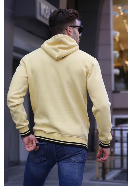 Sarı Nakışlı Kapüşonlu Sweatshirt 6012