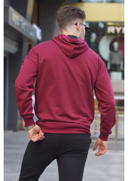 Bordo Kapüşonlu Sweatshirt 4721