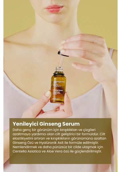 Cosmogenesis Labs Cilt Yenileyici Aydınlatıcı Ginseng Bakım Serumu 30ML + Ginseng Maske 50ML Nemlendirici Bakım Seti