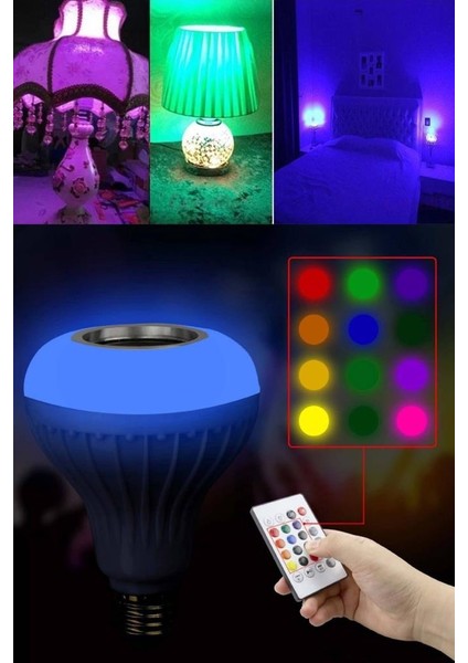 (Kırılabilir) Kumandalı Ampul Şekilli Bluetooth Hoparlör Led Işık
