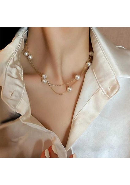 Gold Zincir Krem İncili Modern Kolye fiyatları