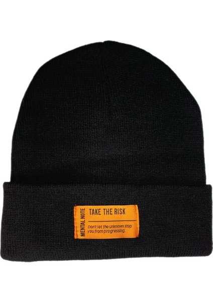 JTAW23ÖBR1121 Siyah Ünisex Etiket Detaylı Örme Bere Janti