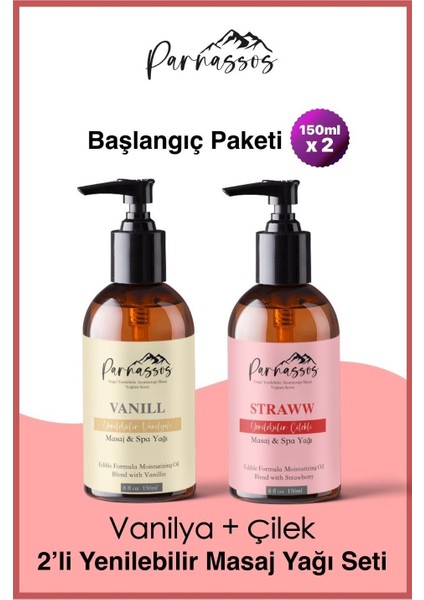 Aromaterapi Rahatlatıcı Çilek Masaj Yağı + Vanilya Doğal Masaj Yağı 150 ml