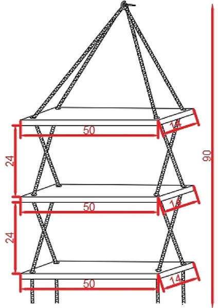 Enjoy Lıfe Tasarım Ahşap Eskitme 3 Katlı Halatlı Yanık Dekoratif Raf fırsatları
