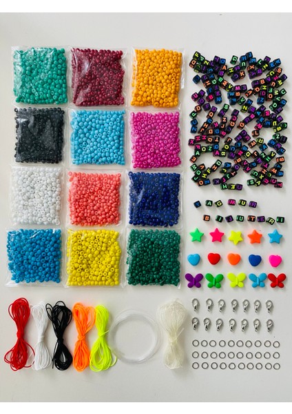 No:73-D Harf Boncuk , Akrilik Figür Boncuk ve Kum Boncuk Takı Hobi Yapım Seti