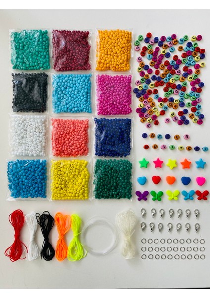 No:73-B Harf Boncuk , Akrilik Figür Boncuk ve Kum Boncuk Takı Hobi Yapım Seti