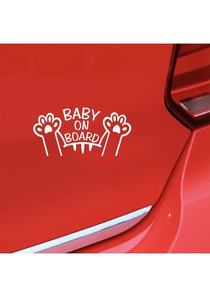 Kedi Baby On Board Arabada Kedi Var Beyaz Renk 18 cm