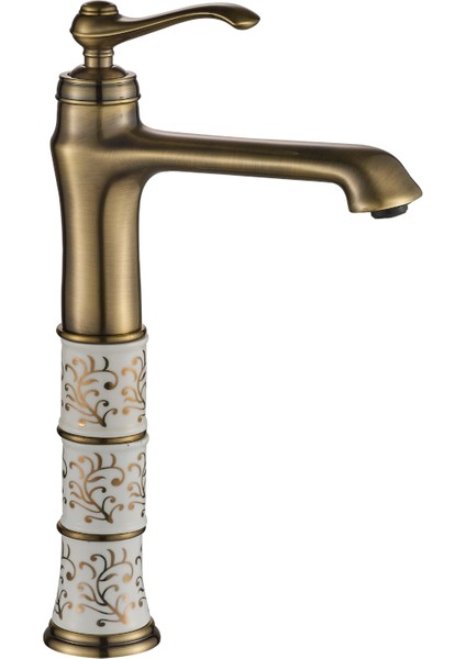 Seramik Işlemeli Antik Çanak Lavabo Bataryası