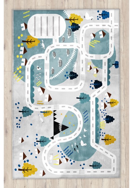 Eğitici Yollu Bambu Çocuk Odası Halısı
