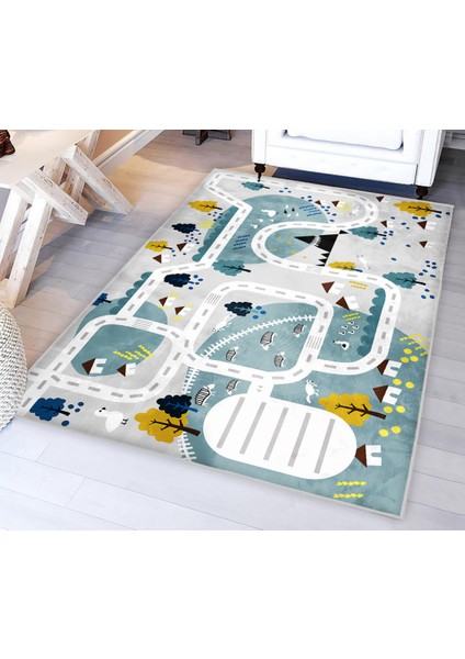 Eğitici Yollu Bambu Çocuk Odası Halısı modelleri