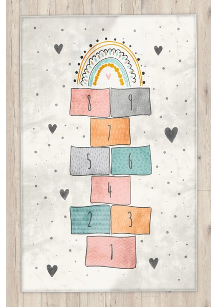 Seksek Kalpli Bambu Çocuk Odası Halısı