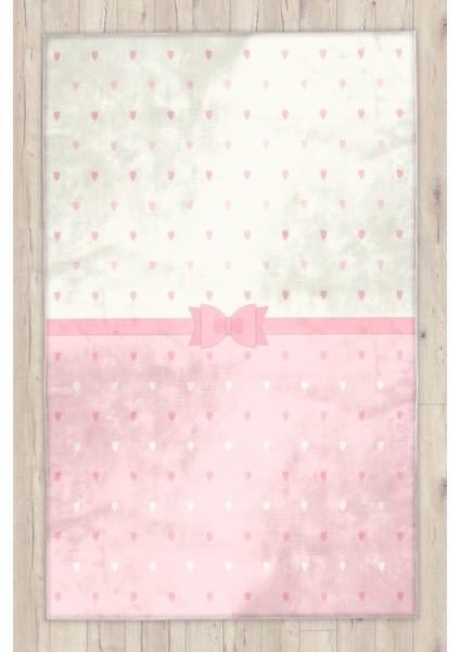 Pembe Fiyonklu Bambu Çocuk Odası Halısı