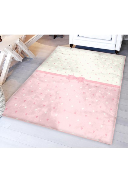 Pembe Fiyonklu Bambu Çocuk Odası Halısı modelleri