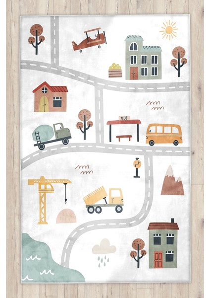 Eğitici Yol Bambu Çocuk Odası Halısı