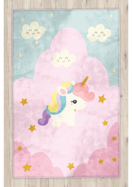 Sevimli Unicorn Bambu Çocuk Odası Halısı