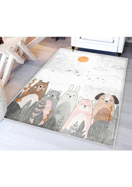 Sevimli Hayvanlar Bambu Çocuk Odası Halısı modelleri