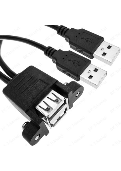 BK Teknoloji Erkek-Dişi Çift USB 2.0 Tip A Panel Montajlı Uzatma Kablosu