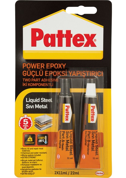 Pattex Power Epoxy Güçlü Epoksi Yapıştırıcı Sıvı Metal 31 gr 2 ×11 ml