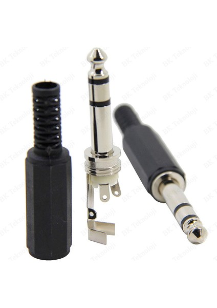 6.35MM 1/4 Inç Stereo Trs Erkek Fiş Lehim Tipi Plastik Konnektör