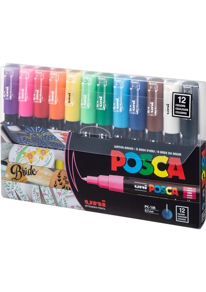 Posca Pc-1m 0.7 Mm. Su Bazlı Boyama Markörü Seti 12 Renk