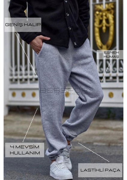 Gri Eşofman Oversize Jogger Geniş Kalıp Joggers