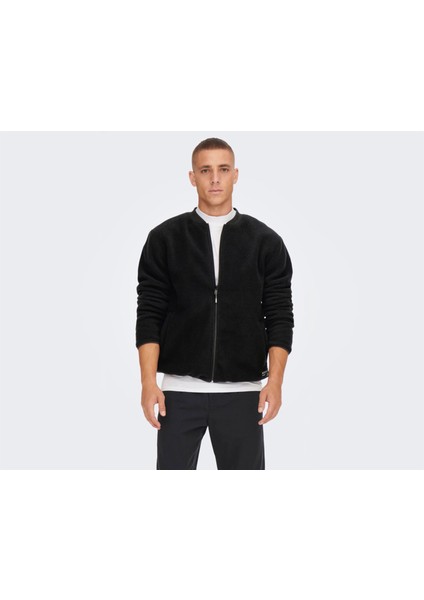 Onssawyer Fleece Bomber Otw Erkek Polar Ceket 22022674-BLACK Siyah modelleri