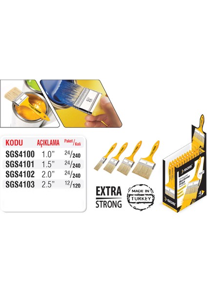 Kestirme Fırça Profesyonel Plastik Sap No:4 ( SGS4103 ) 2.5"