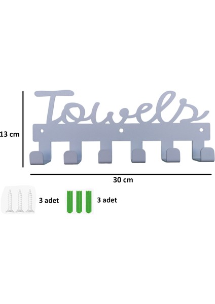 Havlu Askısı Kancalı Duvara Monte Paslanmaz Su Geçirmez Havlu Bornoz Giysi Askısı Şık Tasarım Beyaz