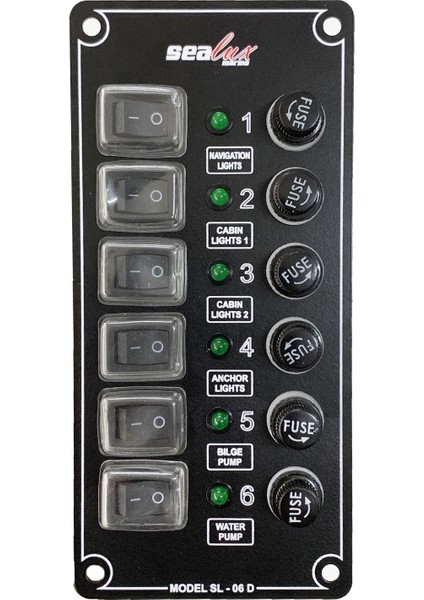 Mairne Sealux Tekne Switch Panel 6 Anahtarlı Dikey 12-24v Kontrol Paneli