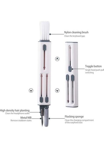 Aksesuarcı 3'ü 1 Arada Çok Işlevli Bluetooth Kulaklık Temizleme Kalemi, Airpods Temizleyici Kit, Yu fırsatları