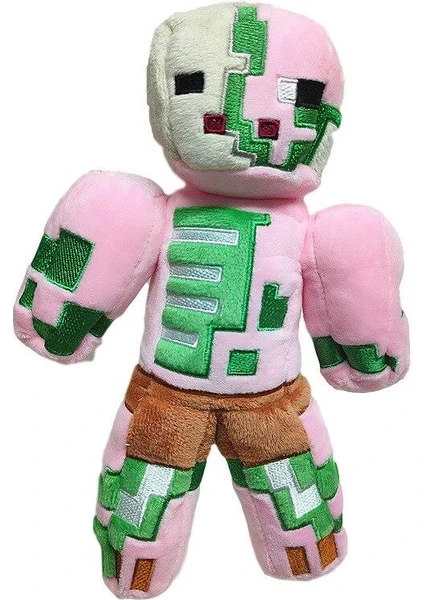 Minecraft Büyük Dev Zombi Robot Pembe Ithal Premium Sevimli Karakter Oyuncak 35 cm