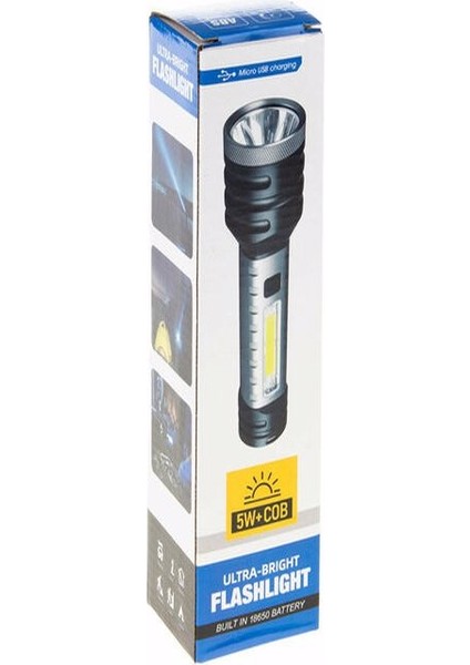 Fener El Ledli 5W Cob 4 Fonksiyonlu Şarjlı RC-22058 0583