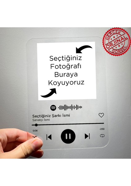 Sesli Çerçevem Kişiye Özel Spotify Pleksi Spotify Barkodlu Plak 13X18 cm