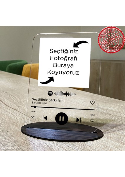 Sesli Çerçevem Kişiye Özel Spotify Pleksi Spotify Barkodlu Plak 13X18 cm