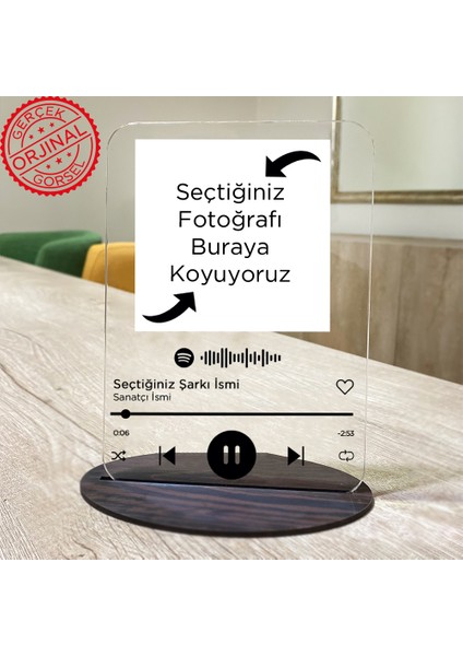 Sesli Çerçevem Kişiye Özel Spotify Pleksi Spotify Barkodlu Plak 13X18 cm