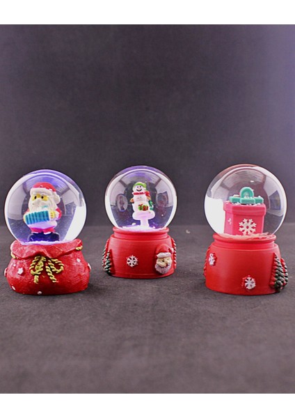 3 Adet Yeni Yıl 2023 Noel Hediyesi Temalı Mini Boy Işıklı Kar Küresi 6,5 cm - 36 indirimleri