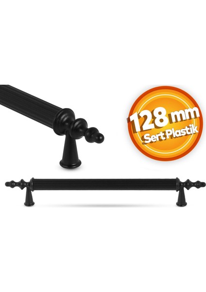 Çekmece Mutfak Dolap Kapak Kulpu Kulbu 128 mm Siyah Sert Plastik Kulp