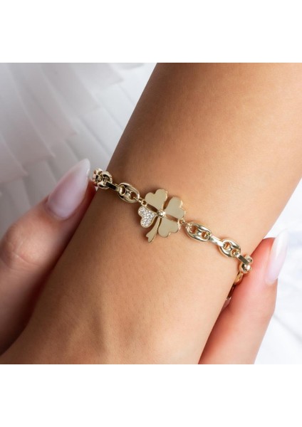 Altın Taşlı Yonca Zincir Bileklik fiyatları