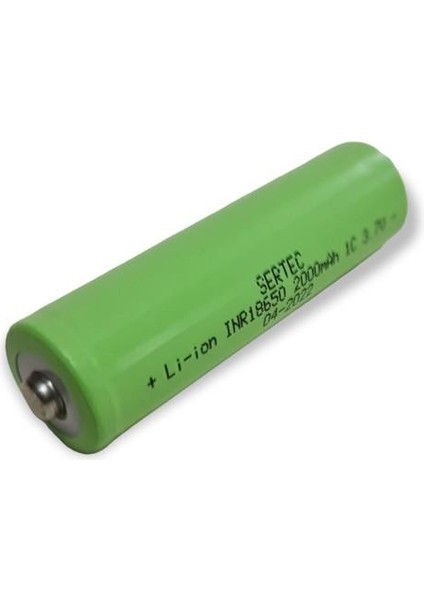 18650 3.7V 2000MAH 1c Lion Şarjlı Pil Başlıklı - 1ADET